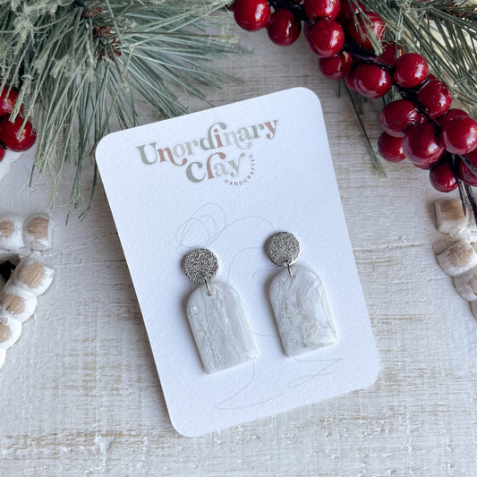 White/Silver Clay Earrings